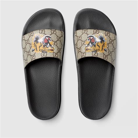 cheap gucci tiger slides|gucci slide gg supreme tigers.